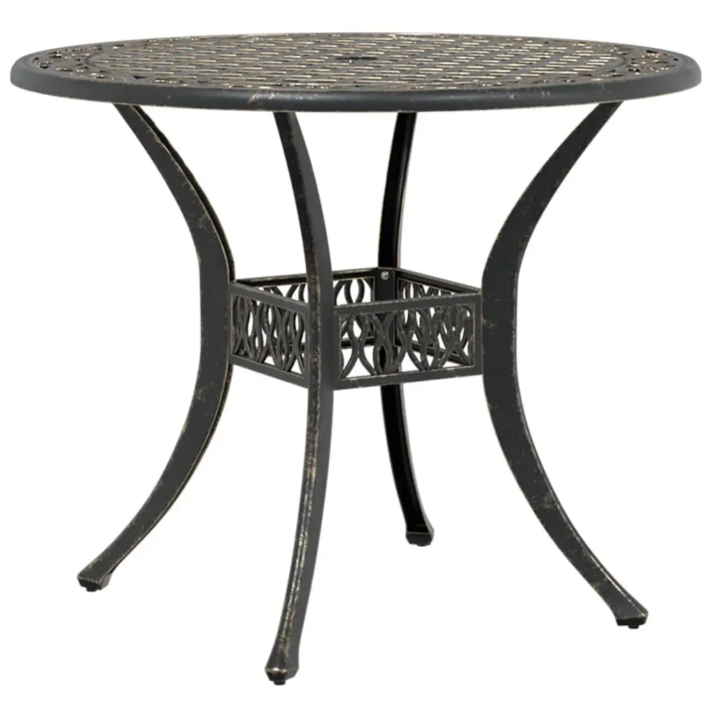 Garden Table Cast Aluminium Brown Ø90x75 cm