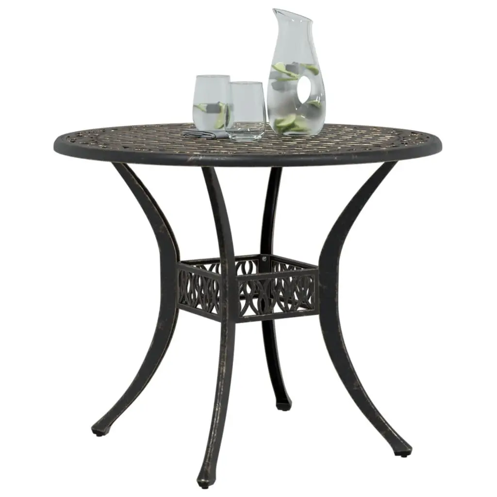 Garden Table Cast Aluminium Brown Ø90x75 cm