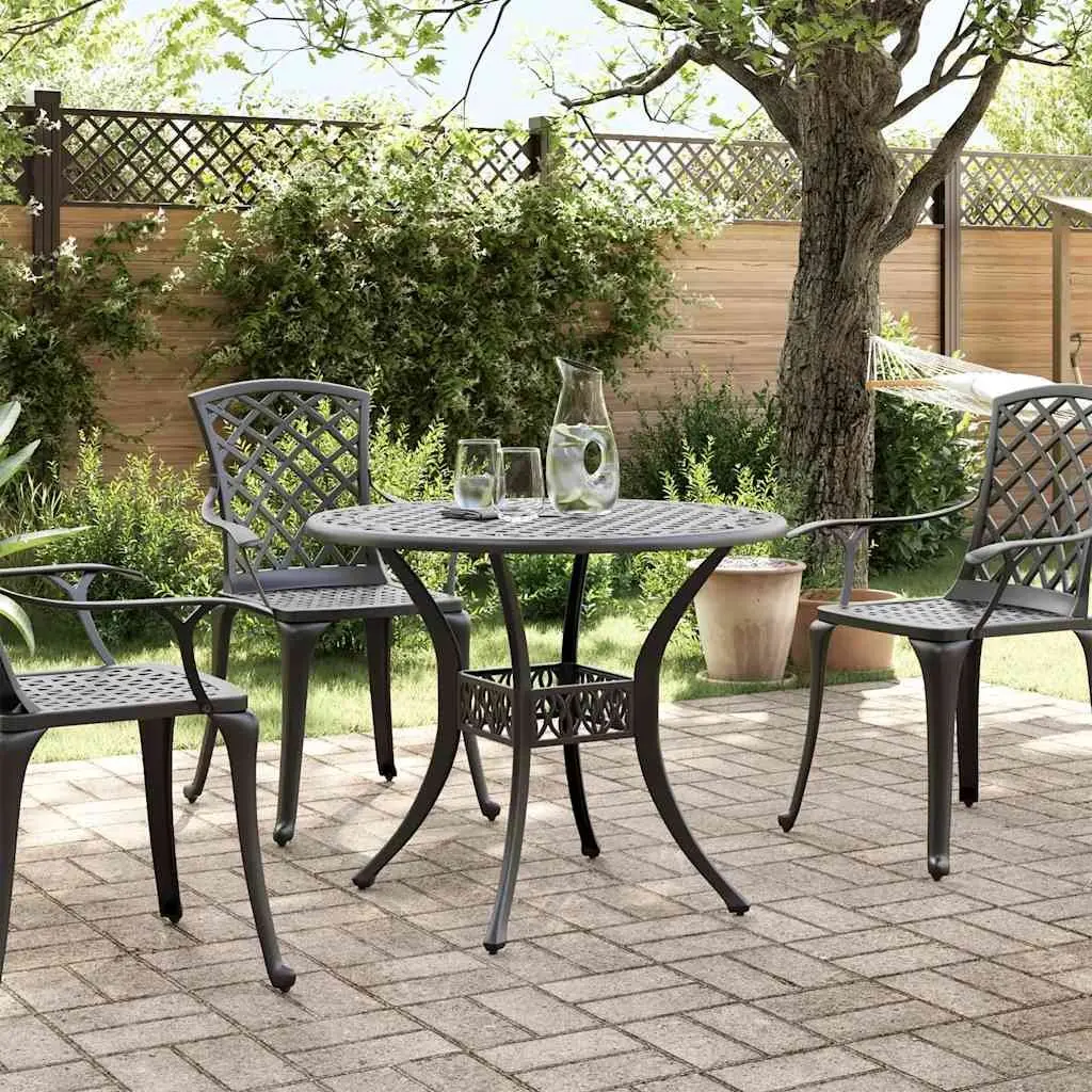 Round Black Garden Table with Umbrella Hole