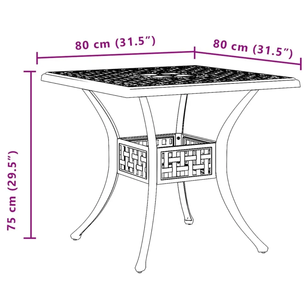 Brown Cast Aluminium Garden Table for Outdoor Spaces