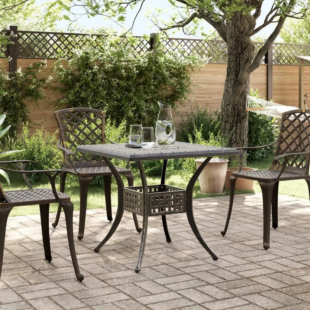 Brown Cast Aluminium Garden Table for Outdoor Spaces