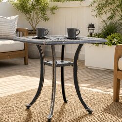 Stylish Brown Cast Aluminium Garden Table with Umbrella Hole