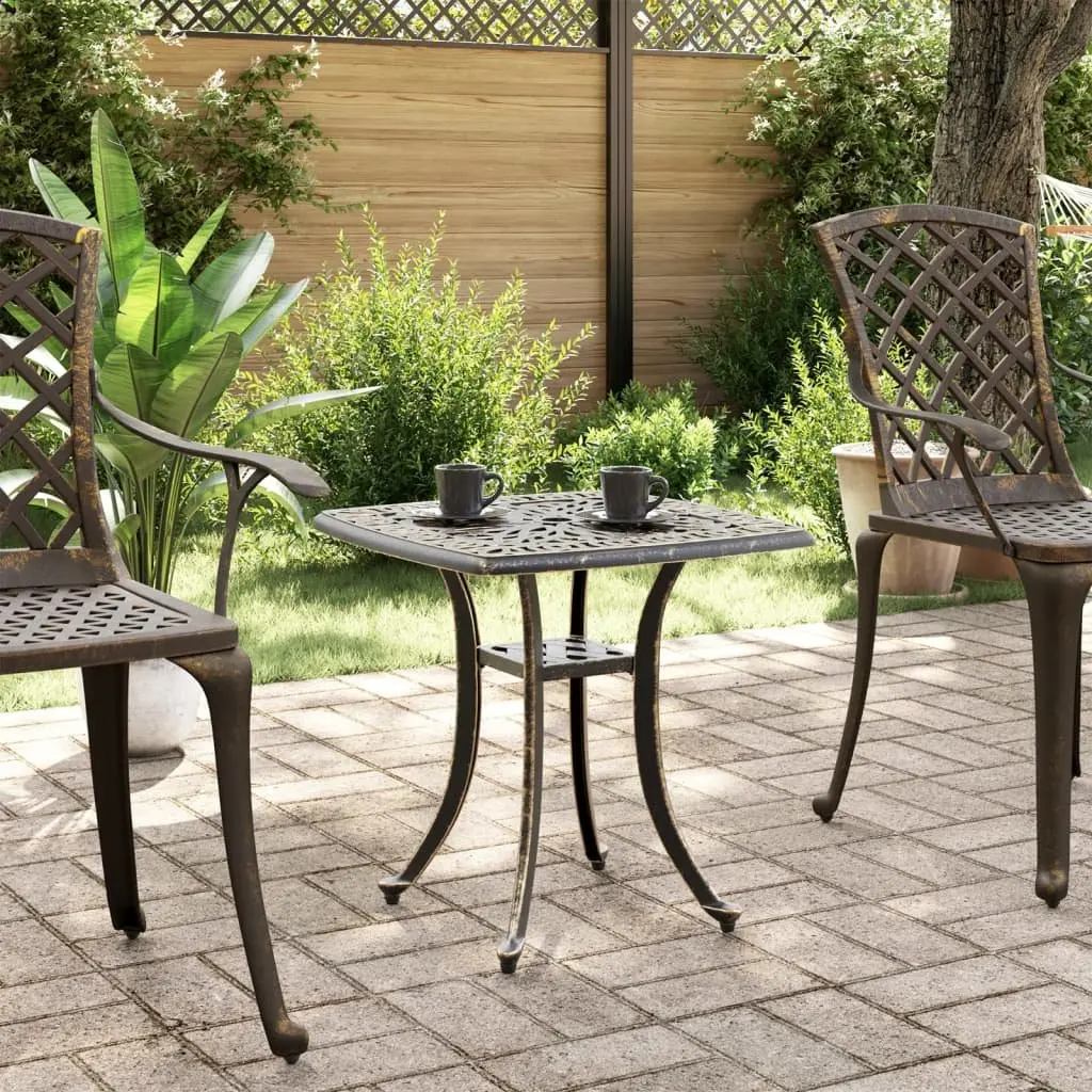 Brown Cast Aluminium Garden Table with Umbrella Hole