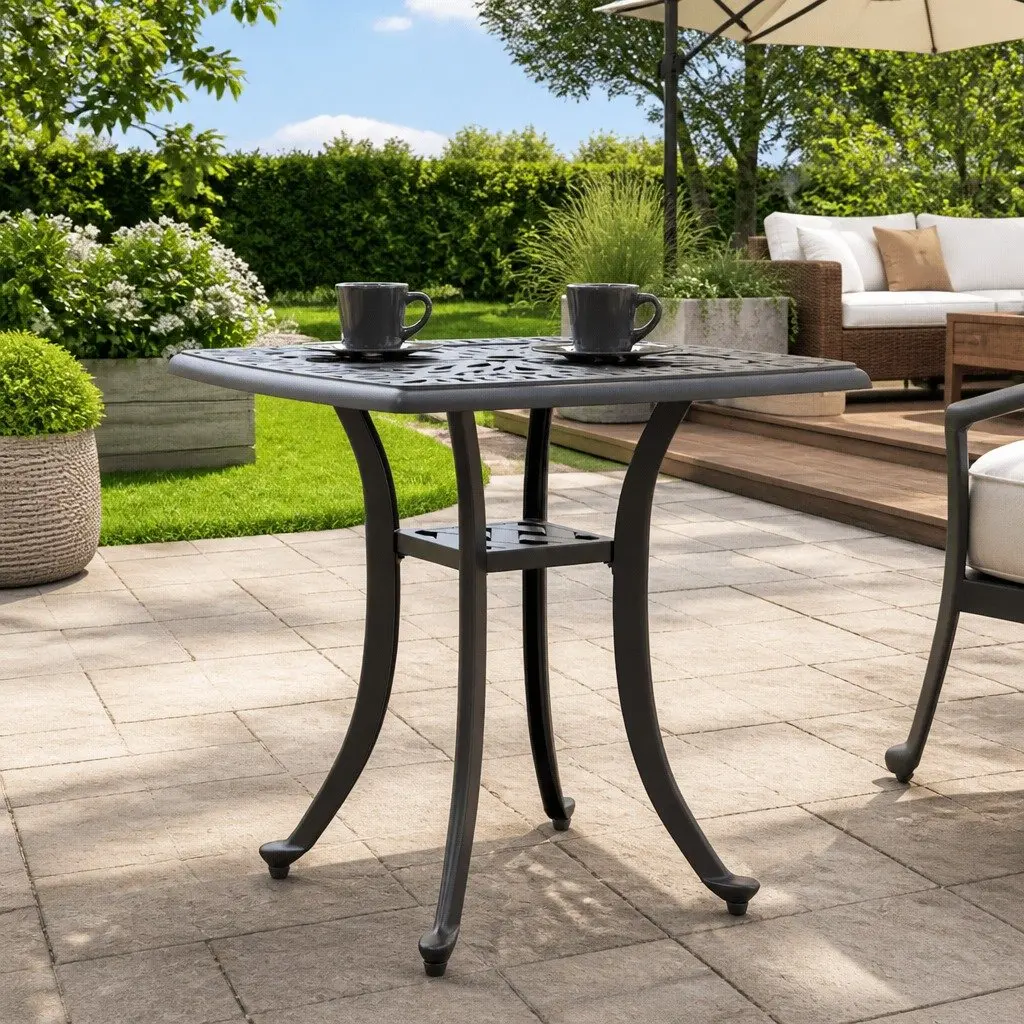 Garden Table Cast Aluminium 53x53x53 cm Black