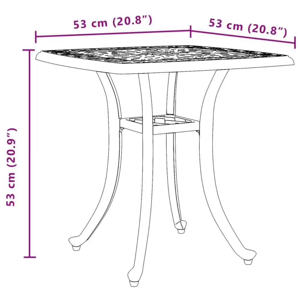 Garden Table Cast Aluminium 53x53x53 cm Black