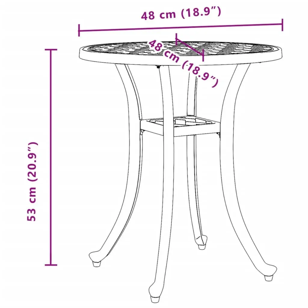Round Garden Table with Patterned Top Ø48x53cm