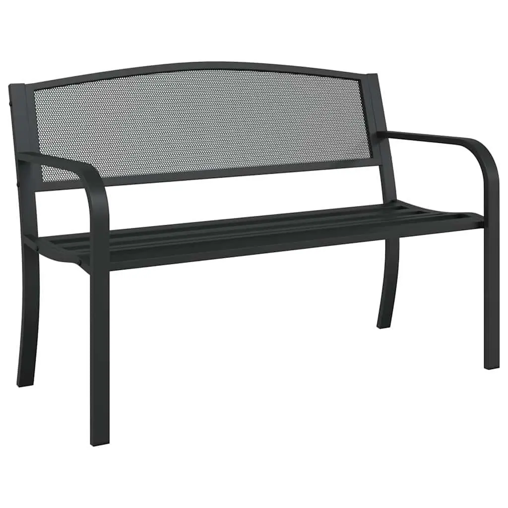 Garden Bench Powder-coated Steel 119cm Black