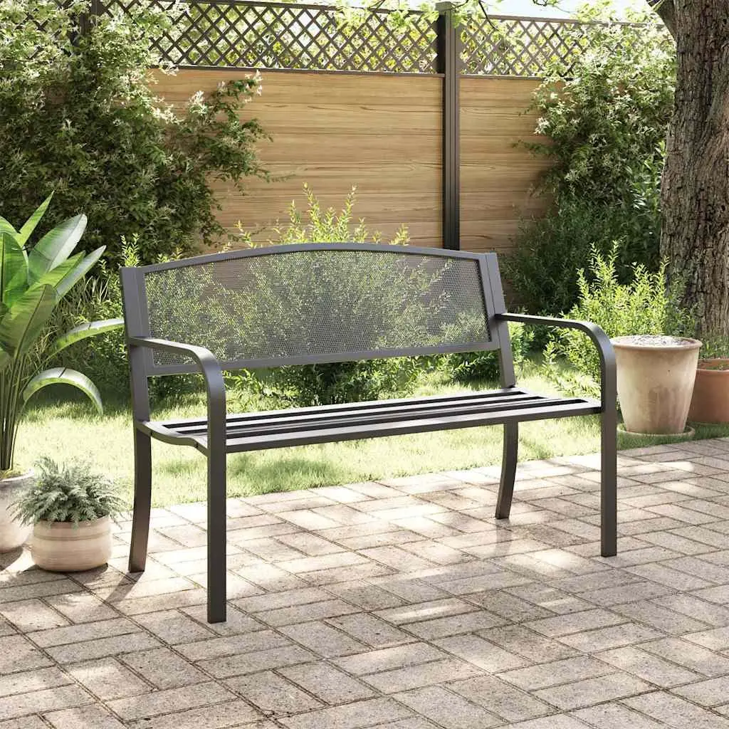 Garden Bench Powder-coated Steel 119cm Black