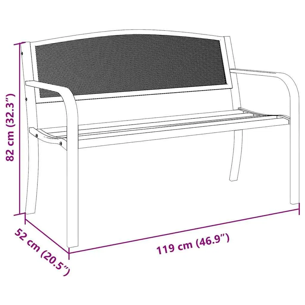 Garden Bench Powder-coated Steel 119cm Black
