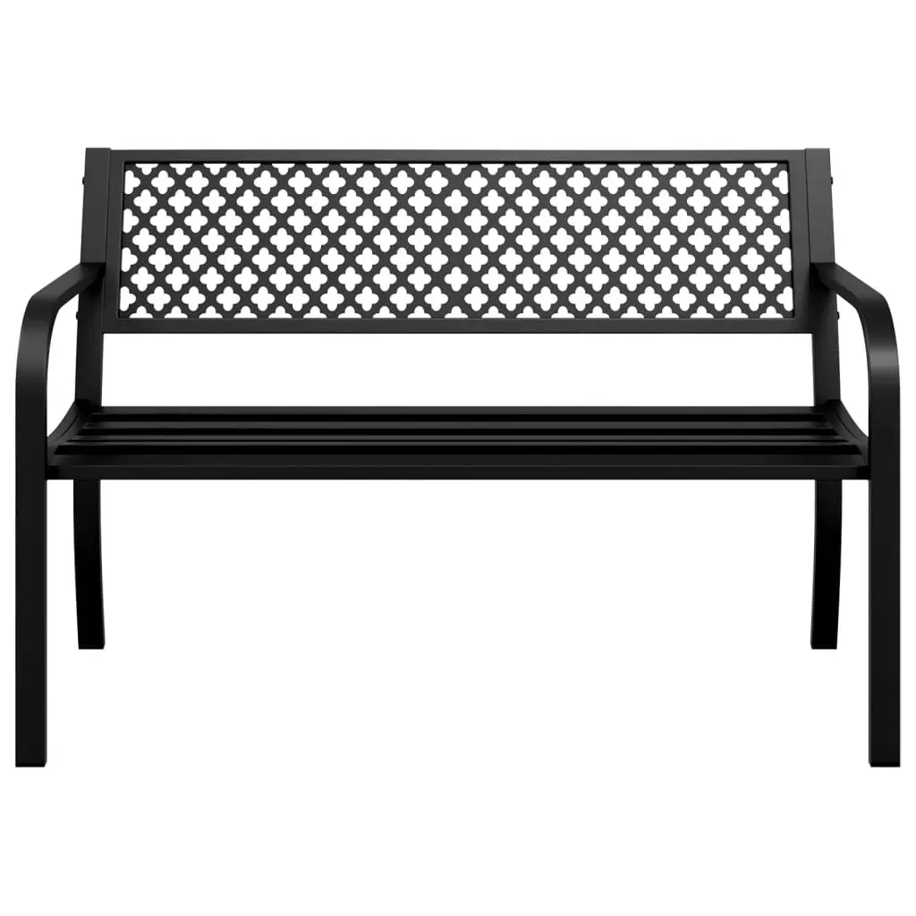 Black Garden Bench with Backrest and Armrests