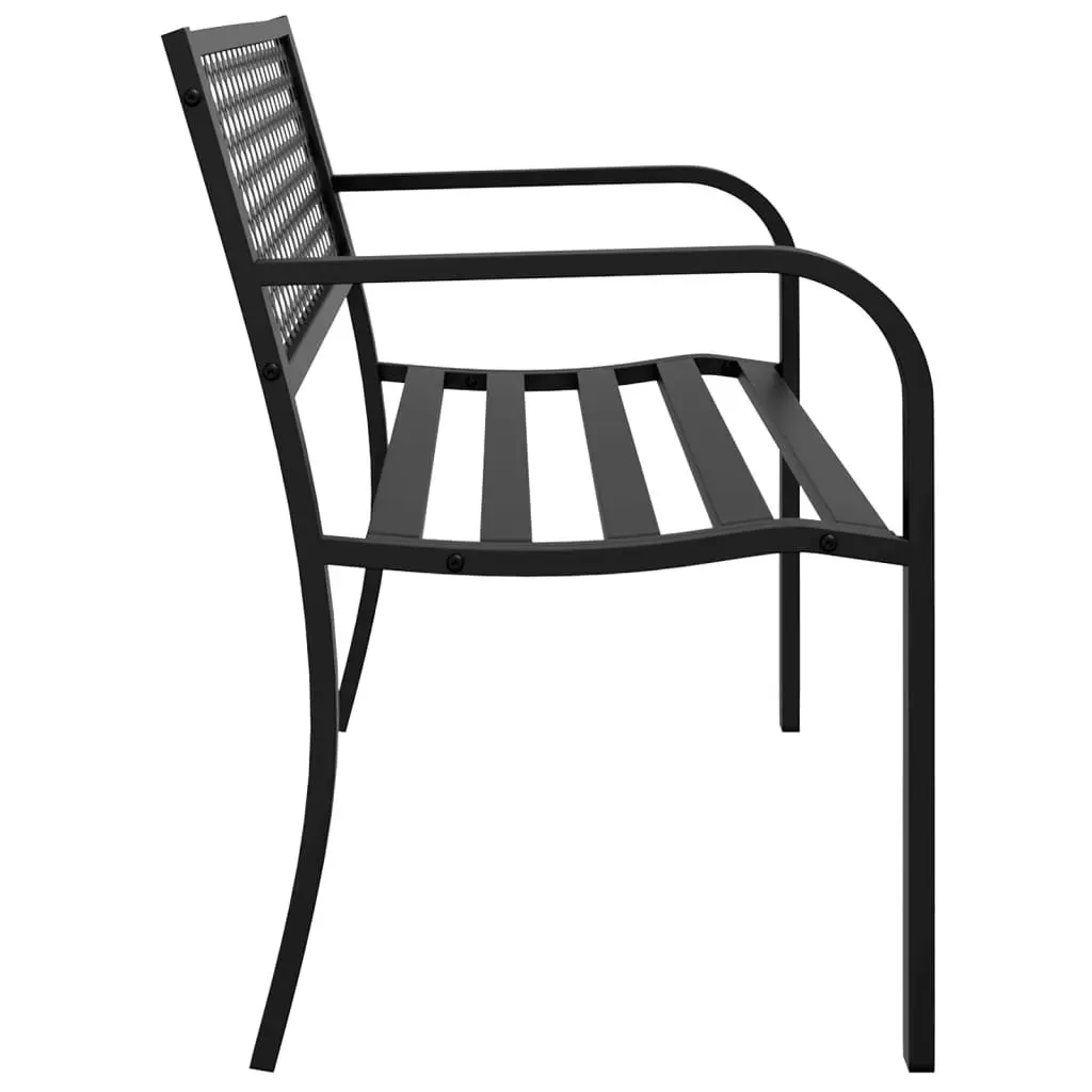 Black Garden Bench with Backrest and Armrests