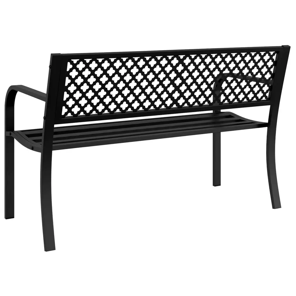 Black Garden Bench with Backrest and Armrests