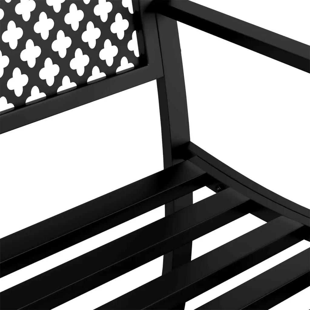 Black Garden Bench with Backrest and Armrests