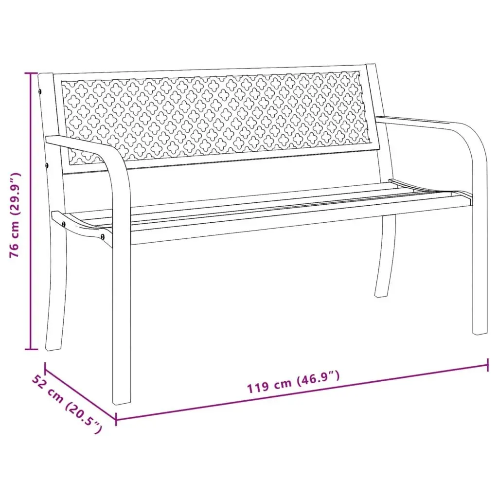 Black Garden Bench with Backrest and Armrests