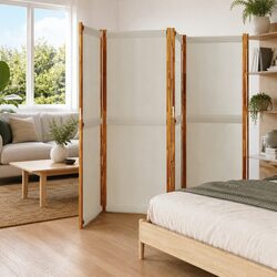 Sturdy 4-Panel Grey Folding Room Divider for Any Space