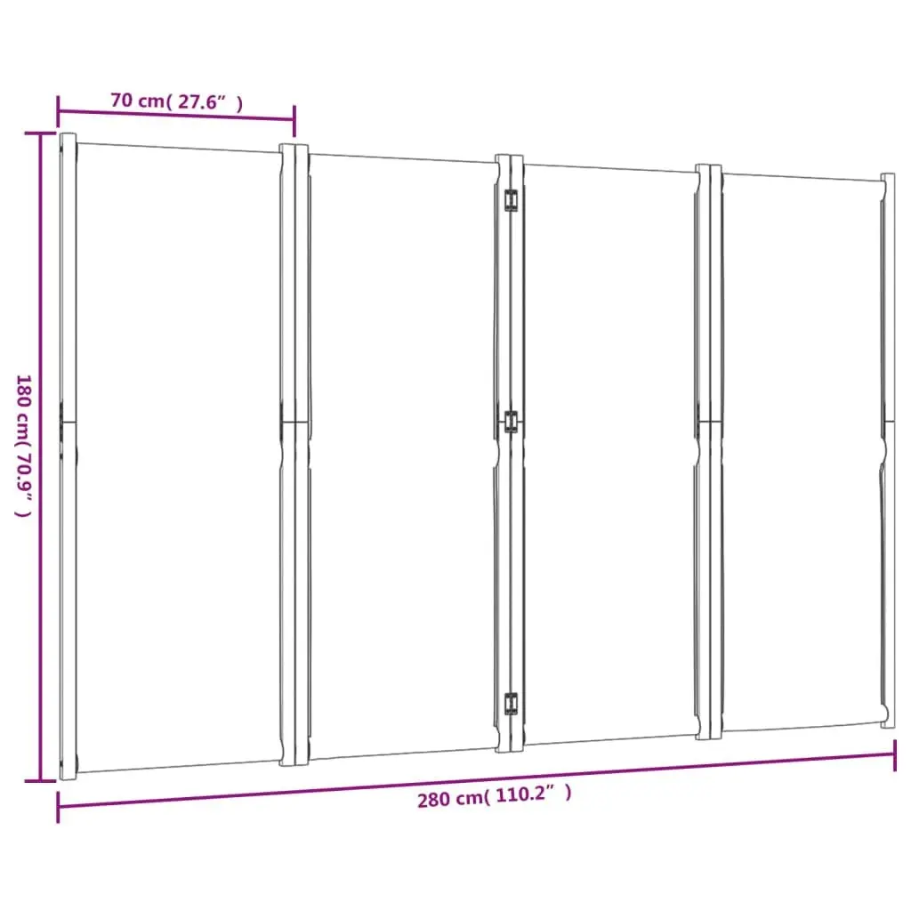 4-Panel Room Divider Grey Folding Privacy Screen Indoor Outdoor Space Partition