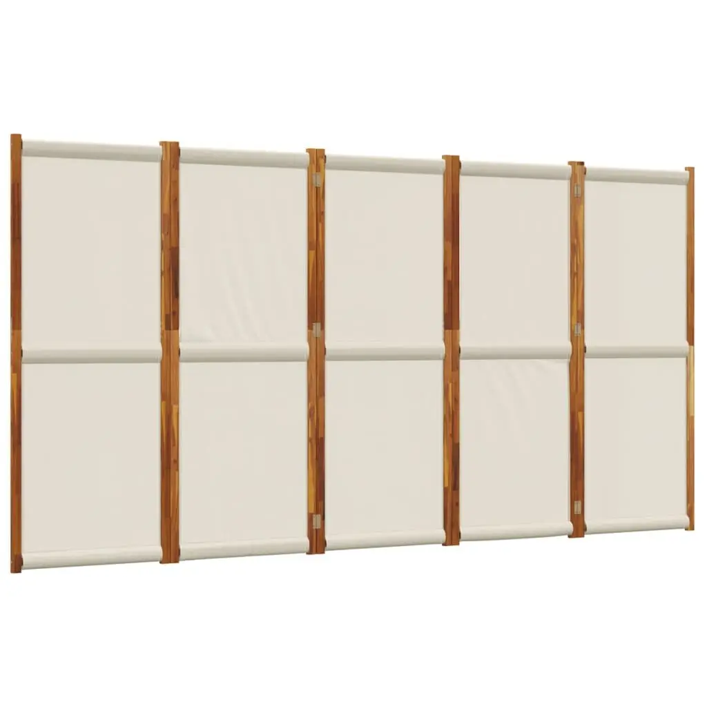 5-Panel Room Divider Grey Folding Privacy Screen
