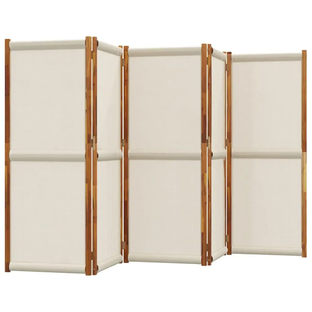5-Panel Room Divider Grey Folding Privacy Screen