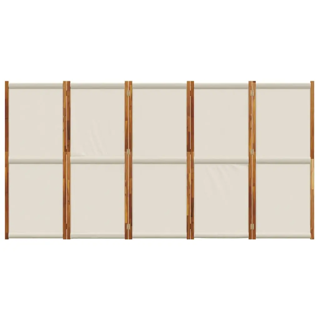 5-Panel Room Divider Grey Folding Privacy Screen