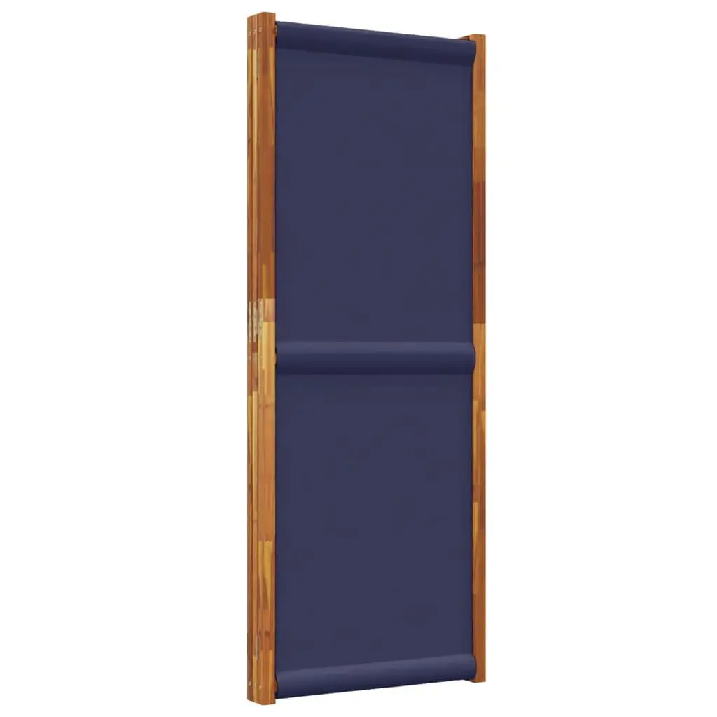3-Panel Room Divider Acacia Wood Textilene 210 x 180 cm Blue Folding Privacy Screen