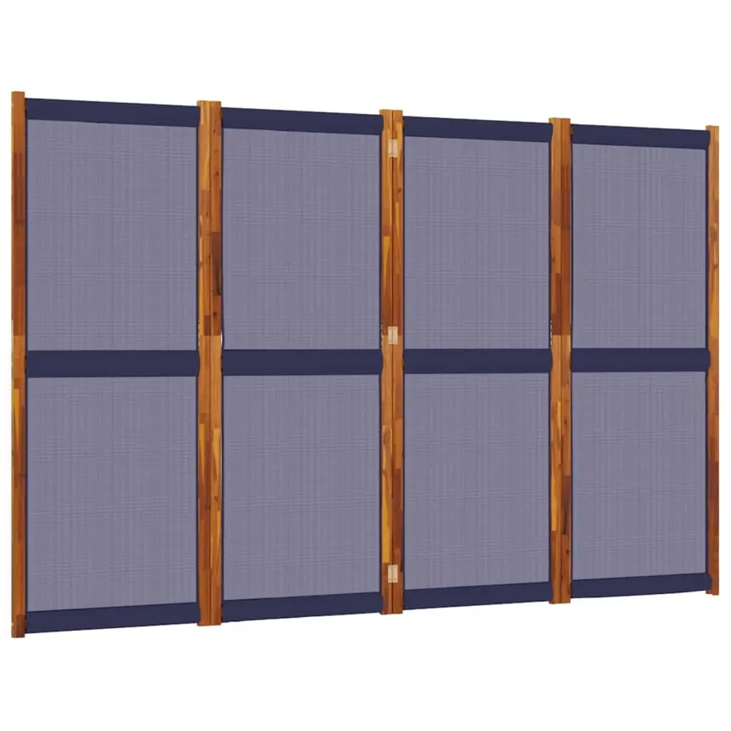 4-Panel Folding Room Divider Screen in Dark Blue