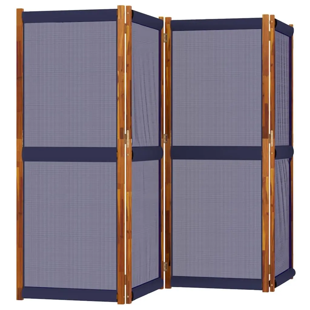 4-Panel Folding Room Divider Screen in Dark Blue