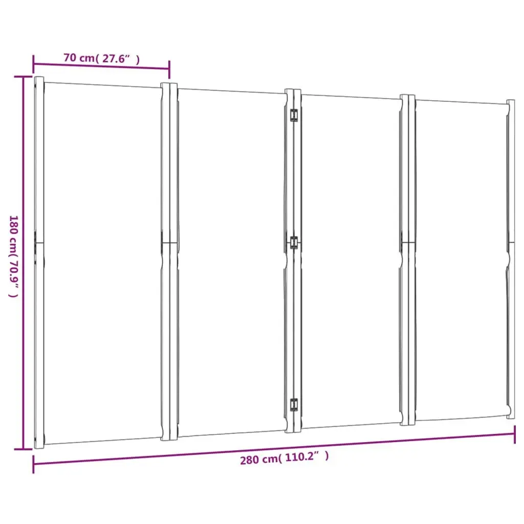 4-Panel Folding Room Divider Screen in Dark Blue