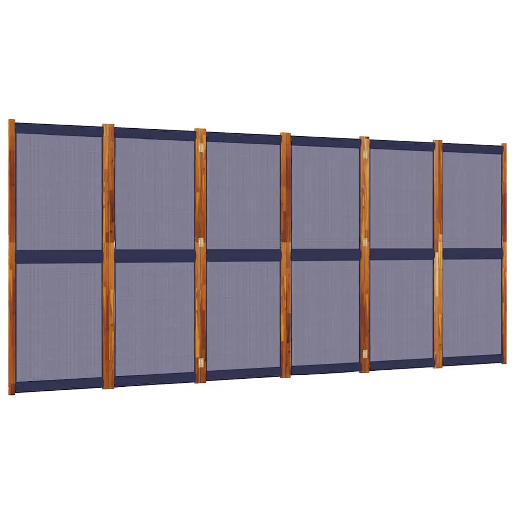 Dark Blue 6-Panel Folding Room Divider for Privacy