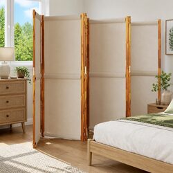 Durable 6-Panel Room Divider Privacy Screen in Taupe