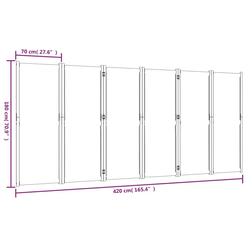 6-Panel Room Divider Privacy Screen in Taupe