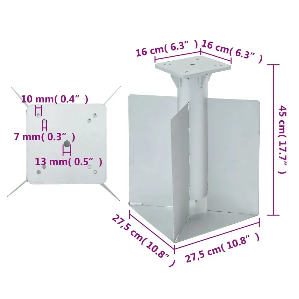 In-Ground Parasol Base 27.5x27.5x45cm Silver