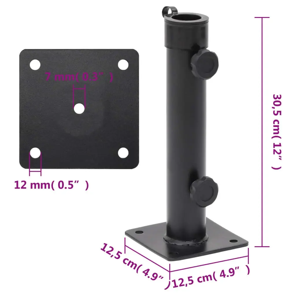 Parasol Base Steel 38mm 48mm Pole Matt Black