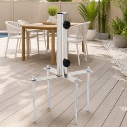 Durable Silver Steel Parasol Base with Ground Spikes