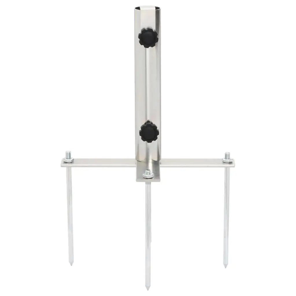 Silver Steel Parasol Base with Ground Spikes