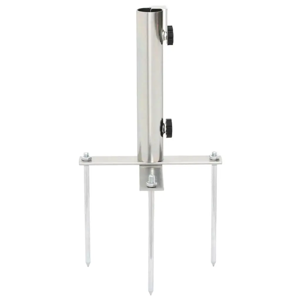 Silver Steel Parasol Base with Ground Spikes