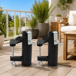 Durable Steel Umbrella Clamps for Balcony Railing - 2 Pack