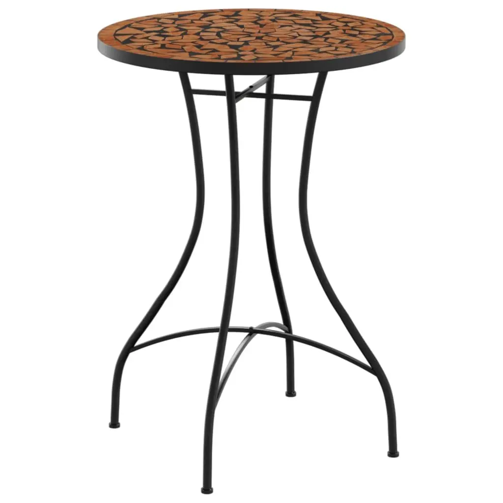 Orange Ceramic Mosaic Bistro Table for Outdoor Spaces