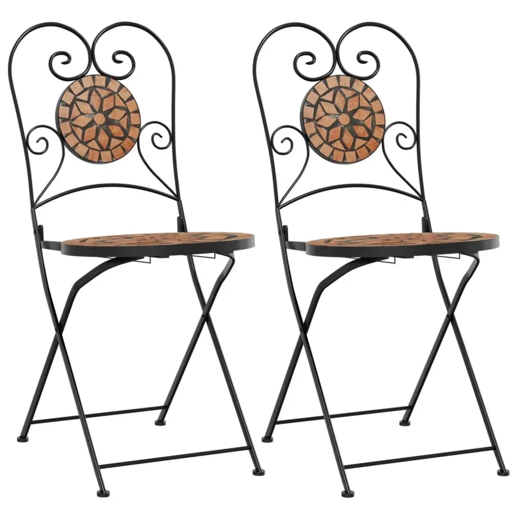 Foldable Bistro Chairs, 2 pcs in Orange Mosaic