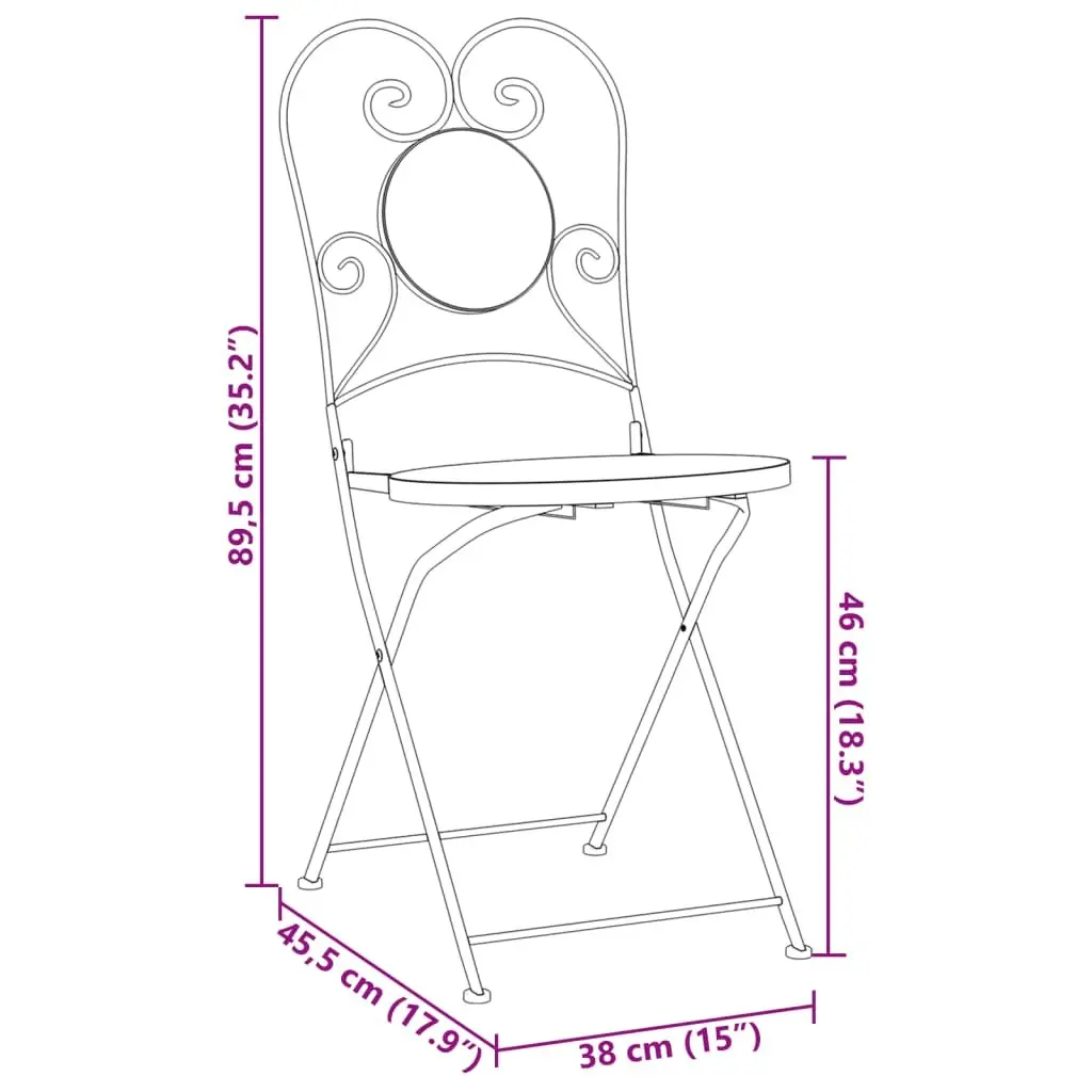 Foldable Bistro Chairs, 2 pcs in Orange Mosaic