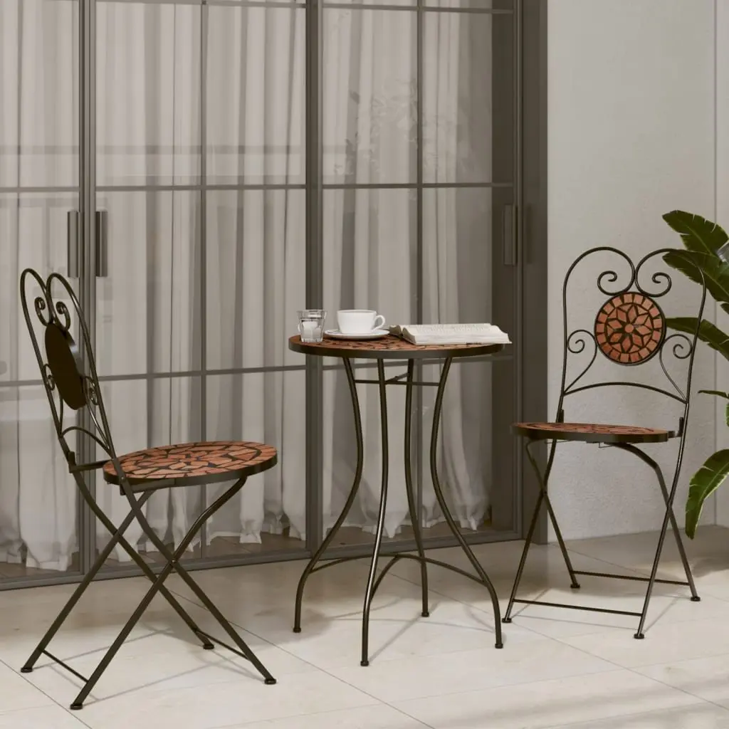 Foldable Bistro Chairs, 2 pcs in Orange Mosaic