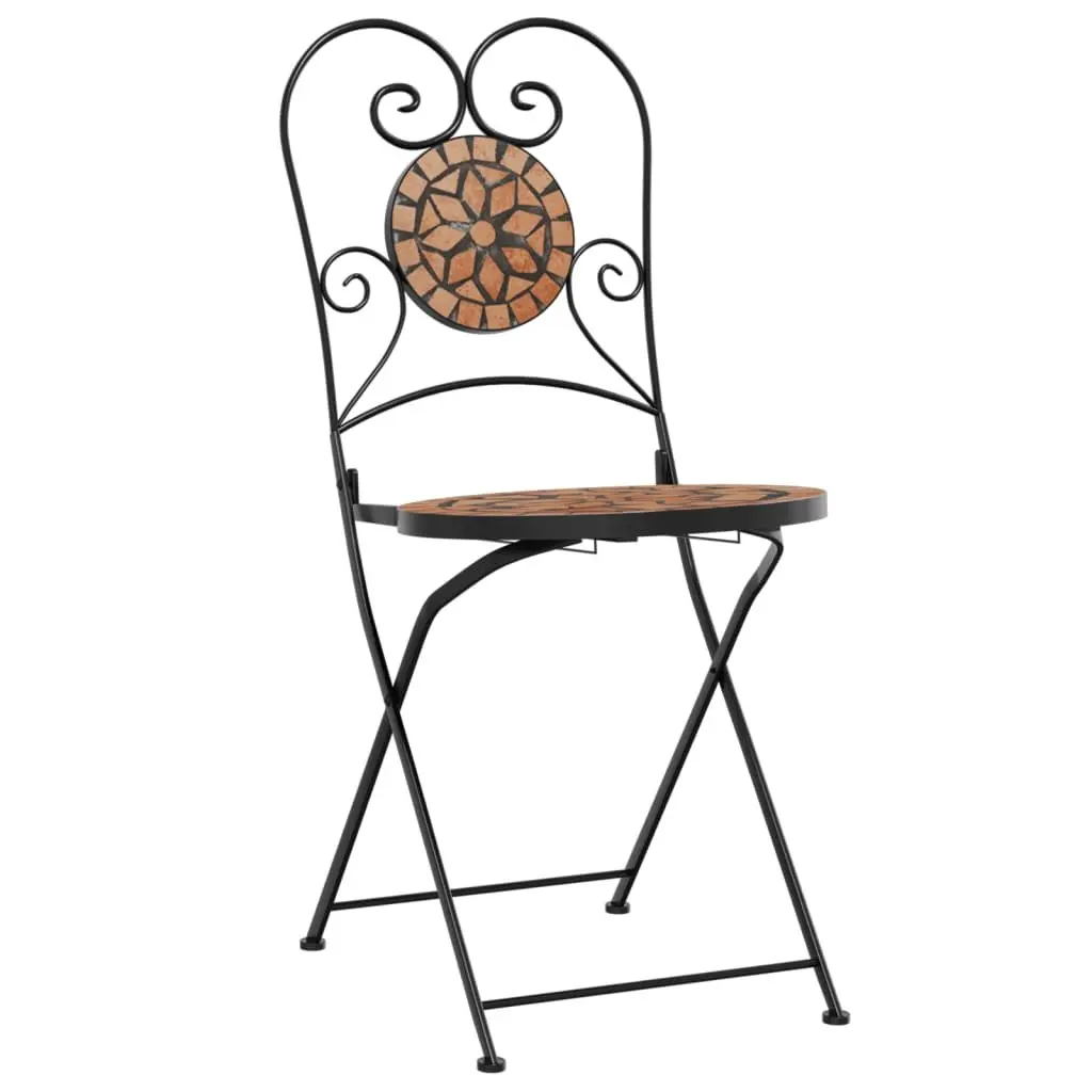 Foldable Bistro Chairs, 2 pcs in Orange Mosaic
