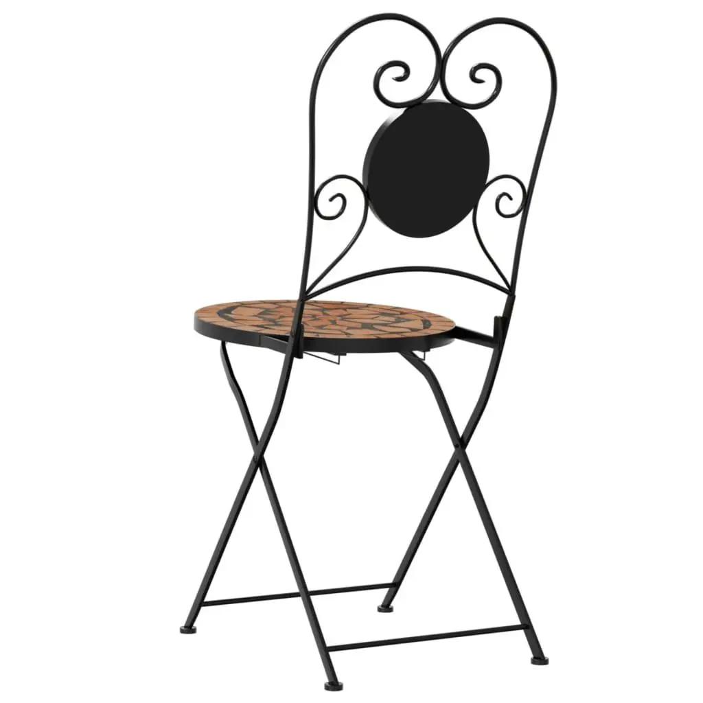 Foldable Bistro Chairs, 2 pcs in Orange Mosaic
