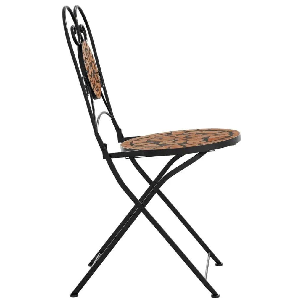 Foldable Bistro Chairs, 2 pcs in Orange Mosaic