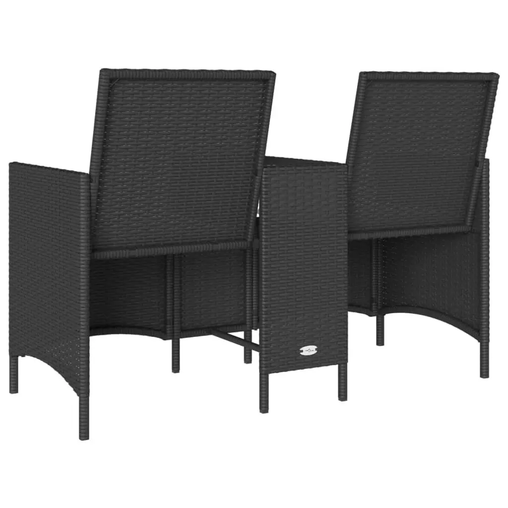 2-Seater Outdoor Sofa with Integrated Table in Black