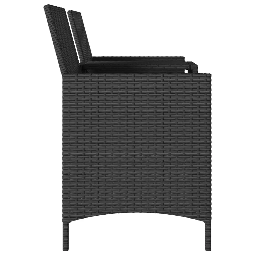2-Seater Outdoor Sofa with Integrated Table in Black