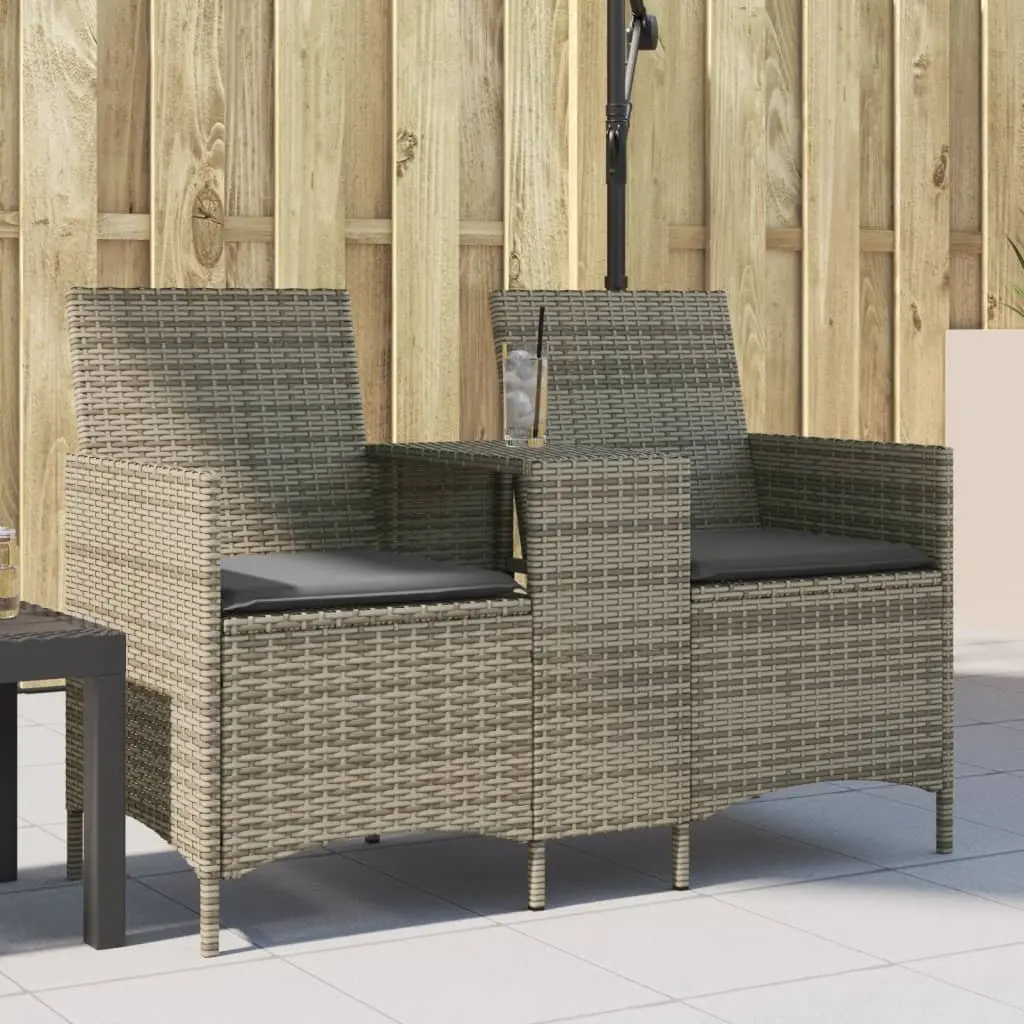 2-Seater Outdoor Garden Sofa with Integrated Table