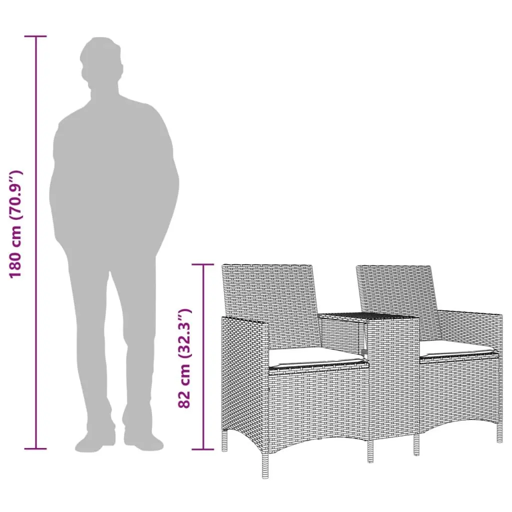 2-Seater Outdoor Garden Sofa with Integrated Table