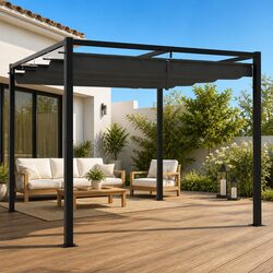 Garden Gazebo with Retractable Roof 3x3m Steel Frame