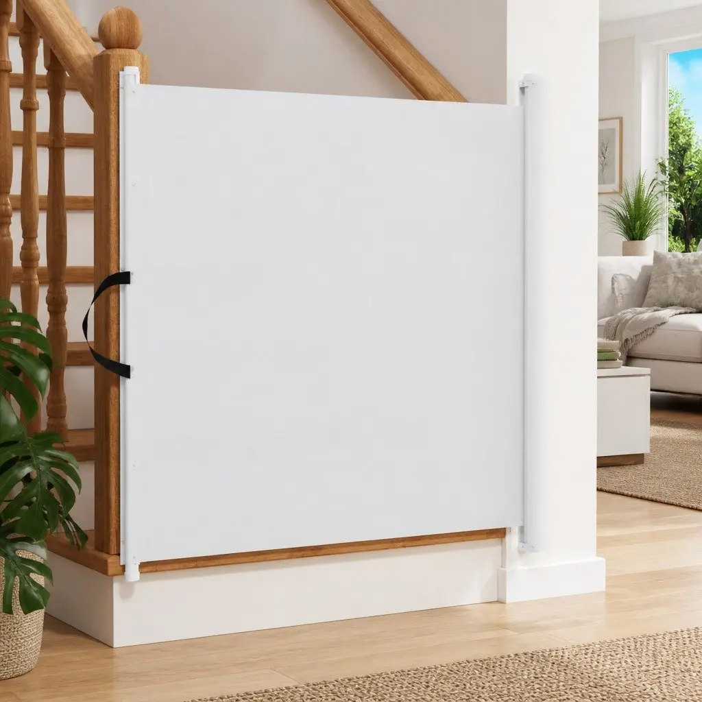 Retractable Pet Gate White Safety Barrier