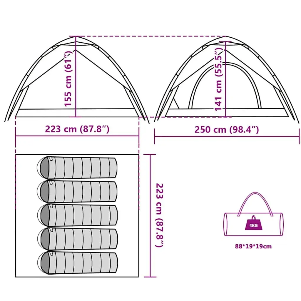 5-Person Dome Camping Tent with Blackout Fabric and Quick Setup